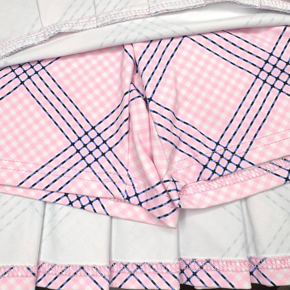 Lulu-B Pink Plaid UPF 50+ Pleated Skort Size S Zip Pockets Pull On Cooling NWOT - Picture 5 of 9